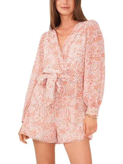 1.state Womens Floral Print Chiffon Romper In Pink