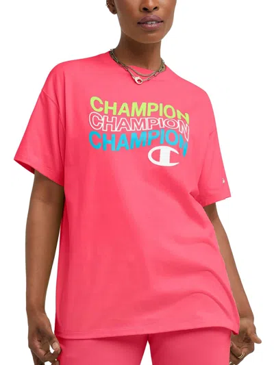 Champion Womens Short Sleeve Logo Graphic T-shirt In Pink