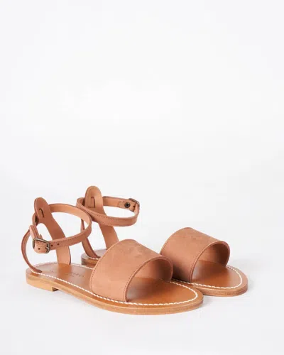 Kjacques Promethee Single Band Ankle Strap Sandal In Nubuk Luggage In Brown