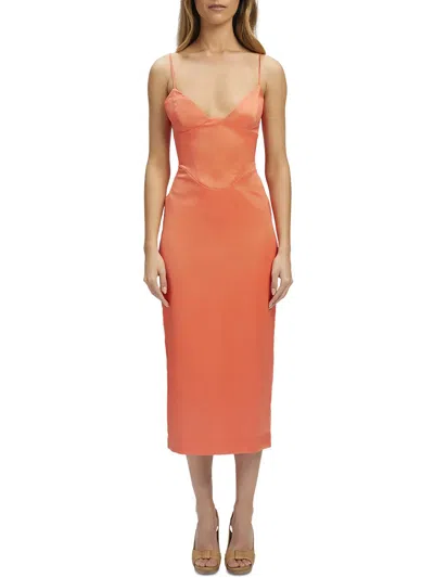 Bardot Ayla Womens Satin Midi Dress In Orange