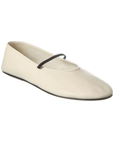The Row Leather Ballet Flats In White