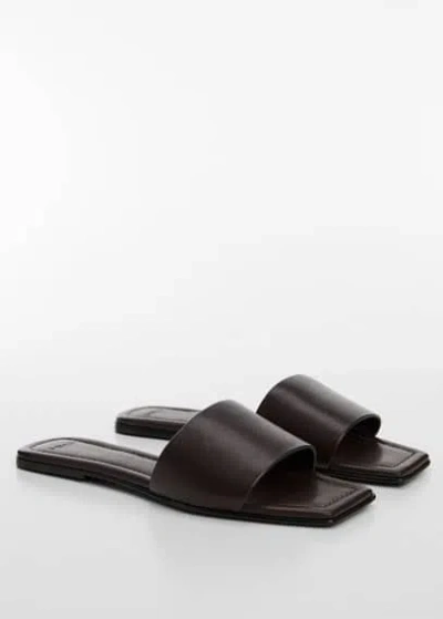 Mango Leather Thong Sandals Chocolate