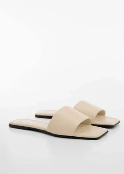 Mango Leather Thong Sandals Ecru