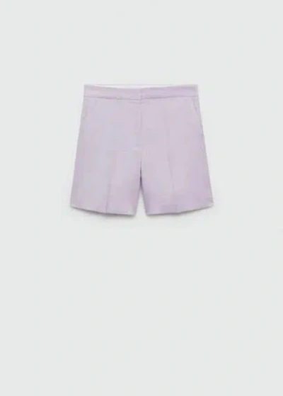 Mango 100% Linen Straight Shorts Light/pastel Purple