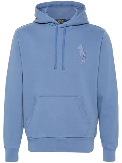 Polo Ralph Lauren Polo Pony Drawstring Hoodie In Blue