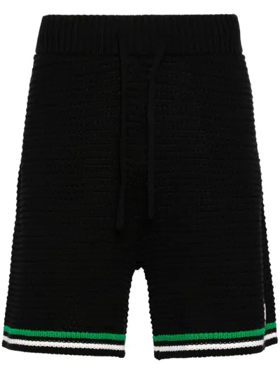 Casablanca Logo-patch Crochet Tennis Shorts In Black
