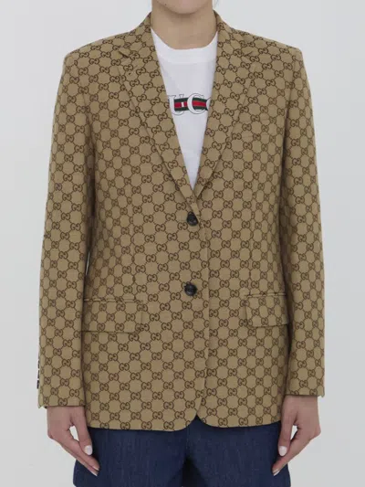 Gucci Gg Canvas Jacket In Beige