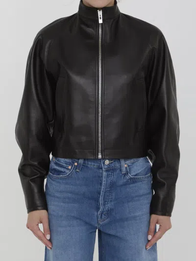 Alaïa Round Leather Jacket In Black