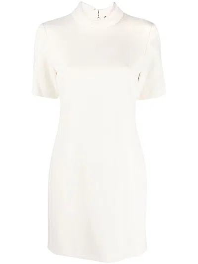Theory Short Sleeves Roll Neck Mini Dress In White