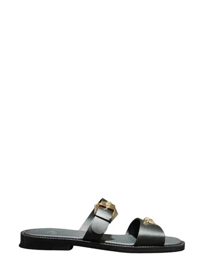 Versace Lace-up Sandal In Black