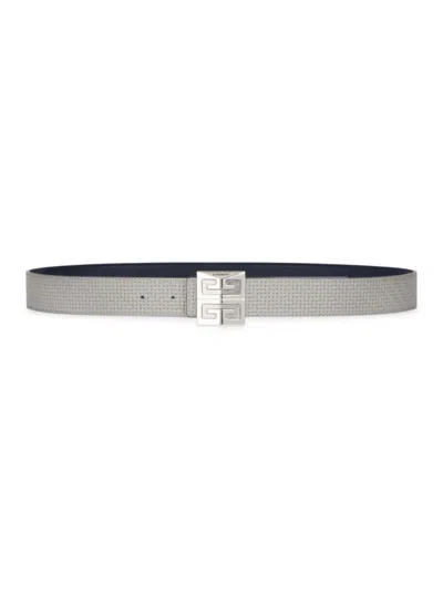 Givenchy Men's 4g Reversible Belt In Braided Effect Leather In Navy Grey