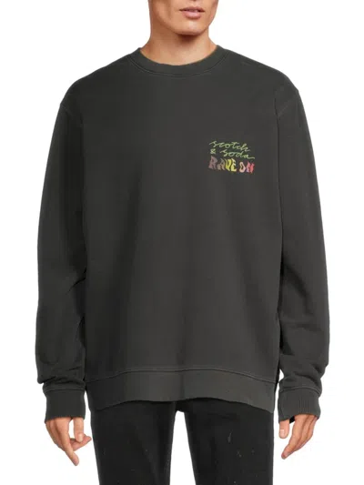Scotch & Soda Men's Logo Graphic Dropped Shoulder Sweatshirt In Dark Grey