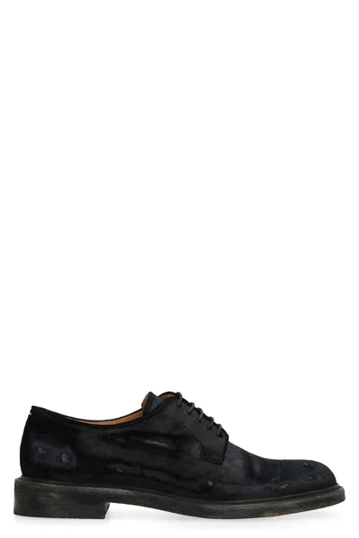 Maison Margiela Chenille Lace Up Shoes In Black