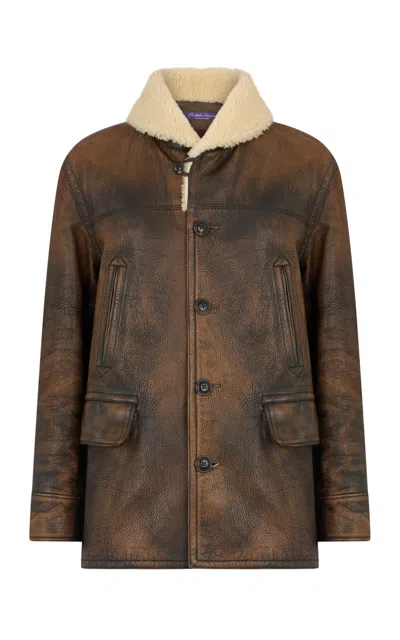 Ralph Lauren Cooper Vintage Leather Jacket In Brown
