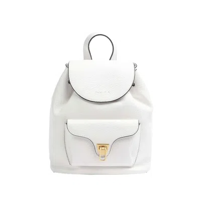 Coccinelle Logo-stamp Leather Backpack In White