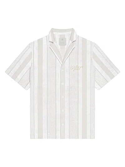 Givenchy Men's Plage Boxy Fit Shirt In Cotton Toweling In White