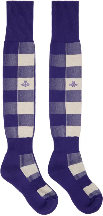 Vivienne Westwood Purple & Off-white High Socks In A401 Off White