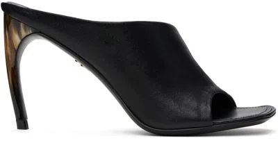 Ferragamo Nymphe Asymmetrical Leather Mule Sandals In Black