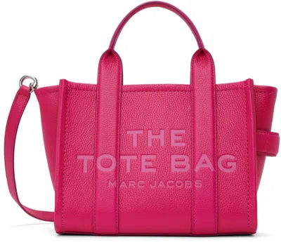 Marc Jacobs The Leather Small Tote Bag In 665 Hot Pink