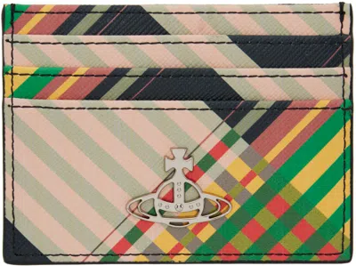 Vivienne Westwood Multicolor Saff Print Card Holder In Combat Tartan
