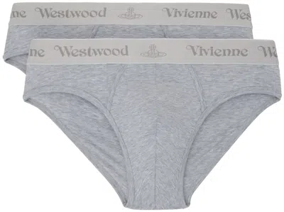 Vivienne Westwood Two-pack Gray Briefs In Grey Melange