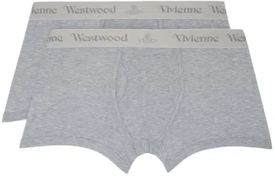 Vivienne Westwood Two-pack Gray Boxers In Grey Melange