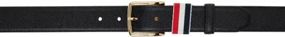 Thom Browne Black Calfskin Pebbled Leather Belt In 001 Black