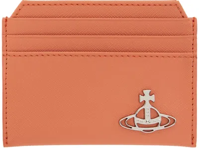 Vivienne Westwood Orange Saffiano Slim Card Holder