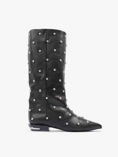 Toga Exclusive Embellished Boots / Silver Leather In Black