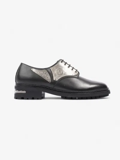 Toga Virilis Metal Plate Oxfords / Silver Leather In Black