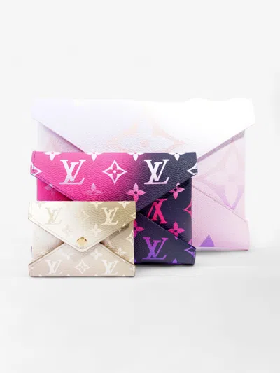 Pre-owned Louis Vuitton Monogram Giant Spring In The City Kirigami Pochette Set Sunset Pastel / Midnight Fuschia And Sunset In Green
