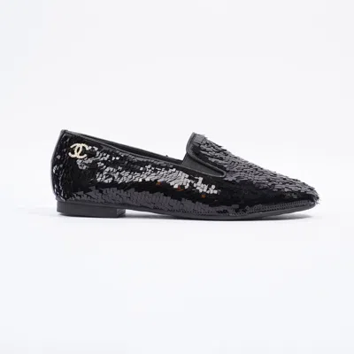 Pre-owned Chanel Loafer Sequin In Black