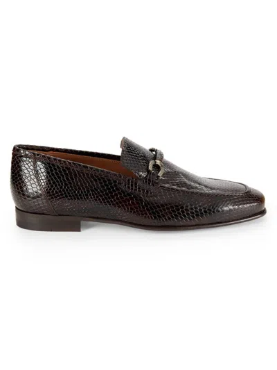 Mezlan Men's Embossed Croc Leather Bit Loafers In Brown