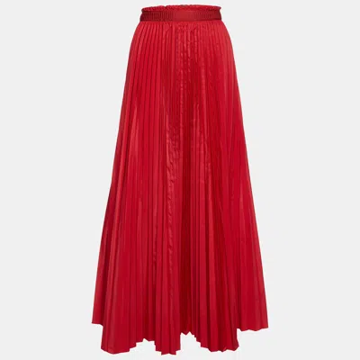 Pre-owned M Missoni Red Faille Pleated Maxi Skirt M