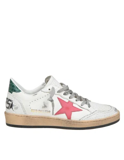 Golden Goose Leather Sneakers In White/red