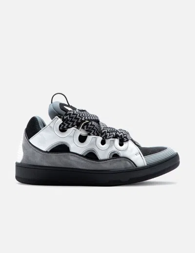 Lanvin Gray Leather Curb Sneakers In Grey