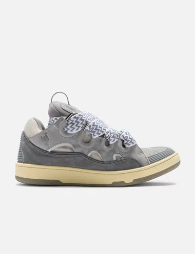Lanvin Grey Leather Curb Sneakers