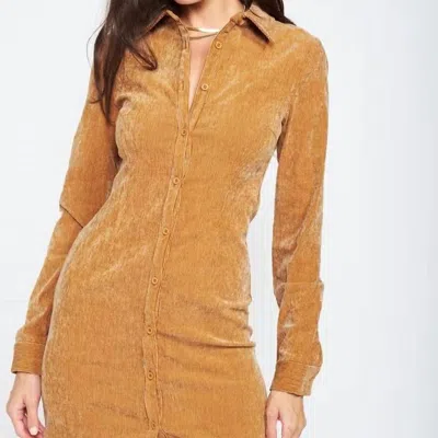 Emory Park Closer To You Corduroy Dress In Tan In Yellow