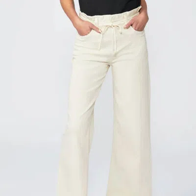 Paige Carly Waistband Tie Flare Jean In White