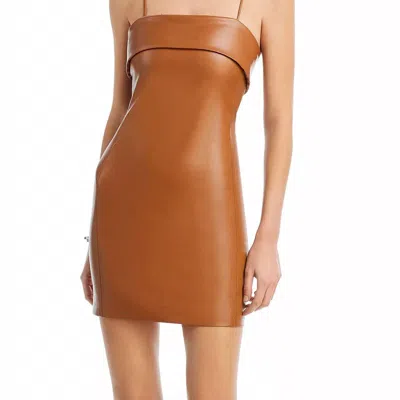Alice And Olivia Kelly Faux Leather Mini Dress In Brown