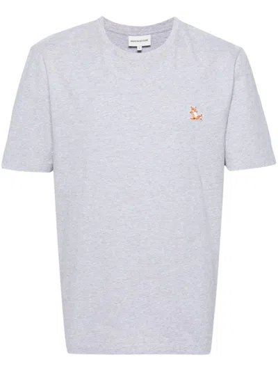 Maison Kitsuné T-shirt With Chillax Fox Application In Grey