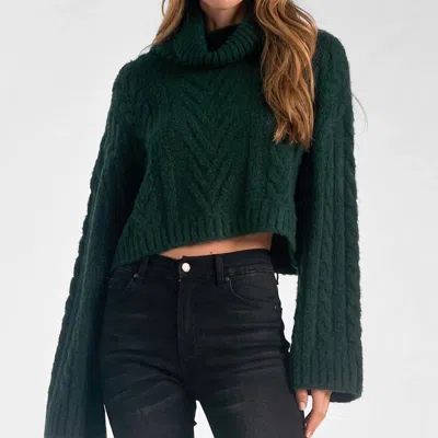 Elan Cowl Neck Sweater In Green
