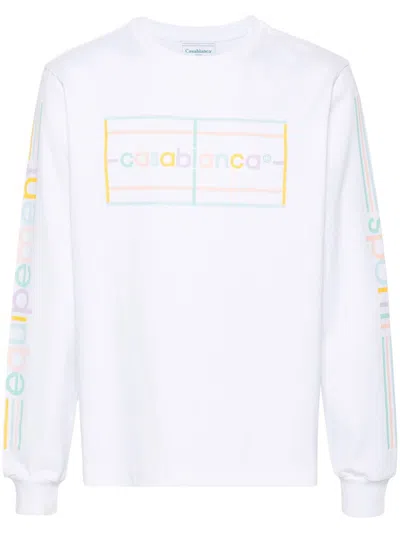 Casablanca White Logo Print Organic Cotton T-shirt In Weiss