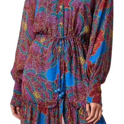 Farm Rio Multi Print Relaxed Dress In Blue And Red