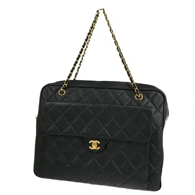 Pre-owned Chanel Matelassé Black Calfskin Shoulder Bag ()
