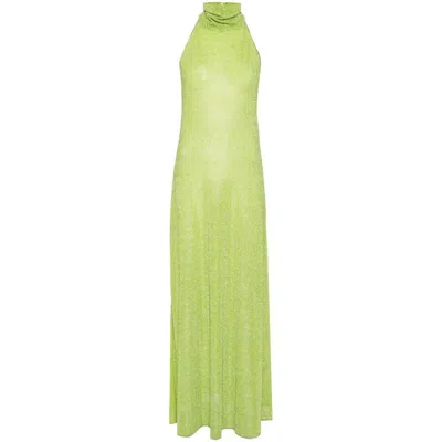 Oseree Halterneck Sleeveless Maxi Dress In Green