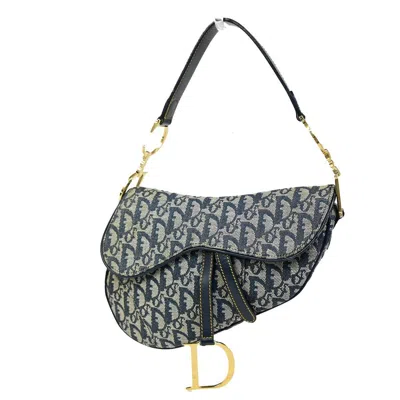 Dior Saddle Navy Canvas Shoulder Bag () In Blue