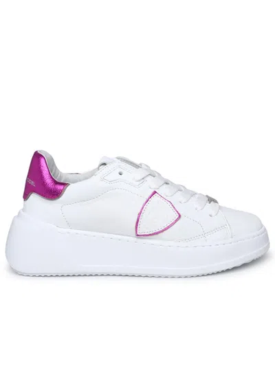 Philippe Model Tres Temple White Leather Sneakers