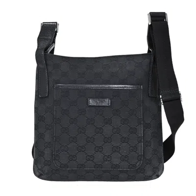 Gucci Gg Canvas Black Canvas Shoulder Bag () In Blue
