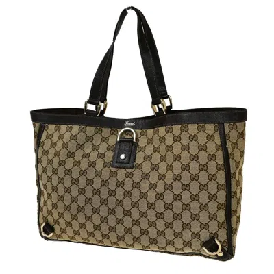 Gucci Gg Pattern Beige Canvas Tote Bag () In Brown